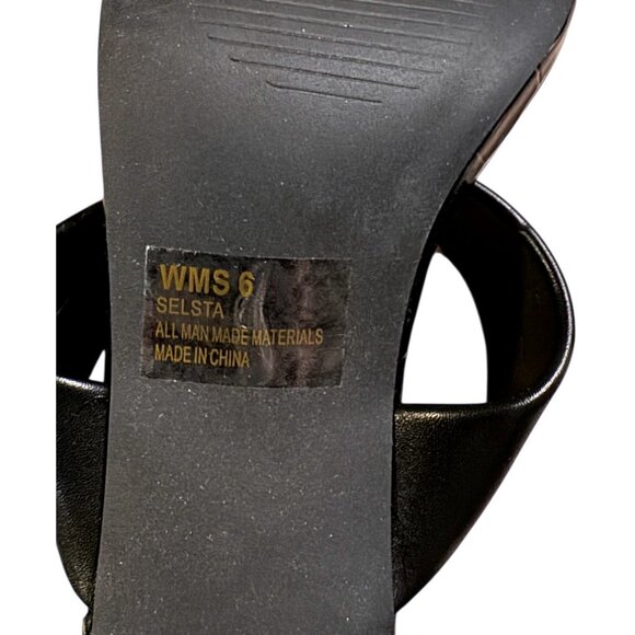 Dolce Vita Black Patent Crocodile Embossed Block Heel Mules Slides Womens Size 6 - Picture 5 of 6